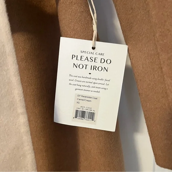 NWT Edited Pieces XS Petite fit Reversible Wool Camel Cream Coat - Picture 5 of 9